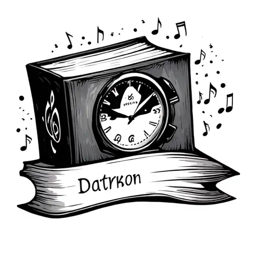 Child's First Name With A Book And Music And Watch