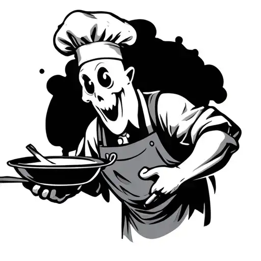 Ghost Casper Chef Holding A Pan In His Hand In Basic