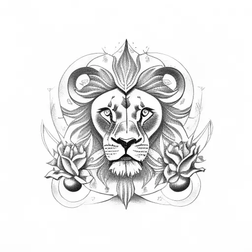 Fleurs Avec Signe Astrologique Du Lion Et Du Scorpion