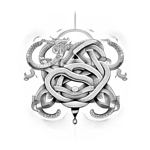 An Ignorant Shit Symbol Intertwined With Musical Notes And Snakes