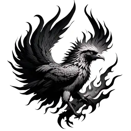 Phoenix Rising With Flames Forminguscle Fibers And Musci Notes