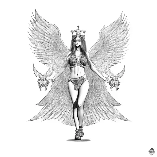Ishtar Goddess With Wings Full Standing Bikini With Crown