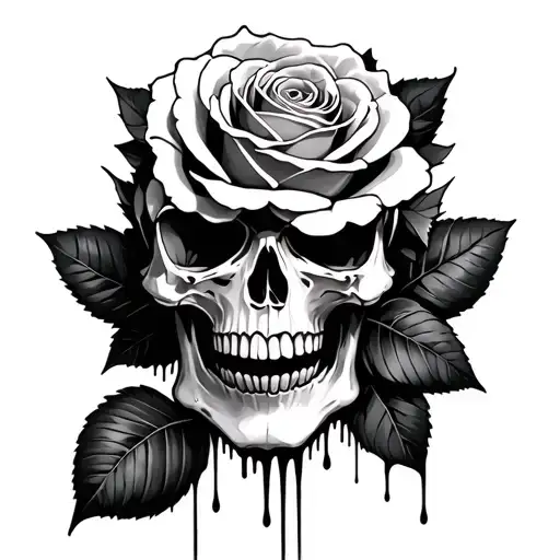 Bleeding Rose And Skull