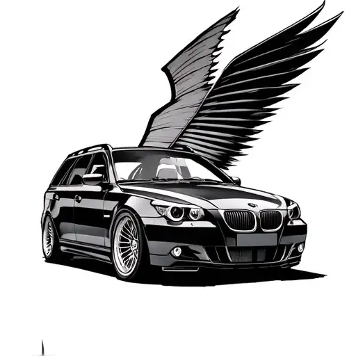 Bmw E60 Touring Line Art Tattoo Design