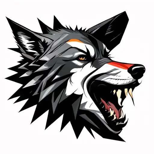 Geometric Tattoo With Joker And Wolf Howling