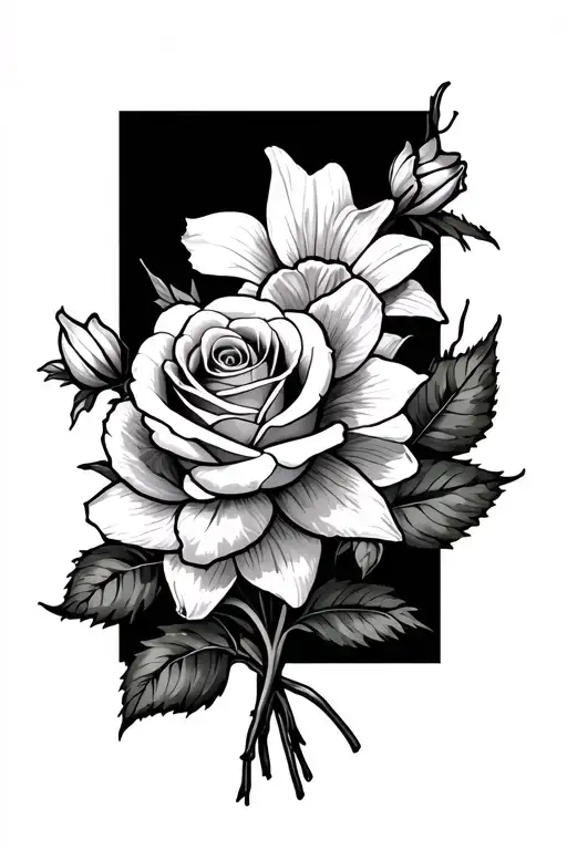 Rose And Daffodil Bouquet Wrapped