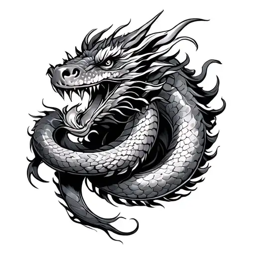 Japanese Dragon And Snake