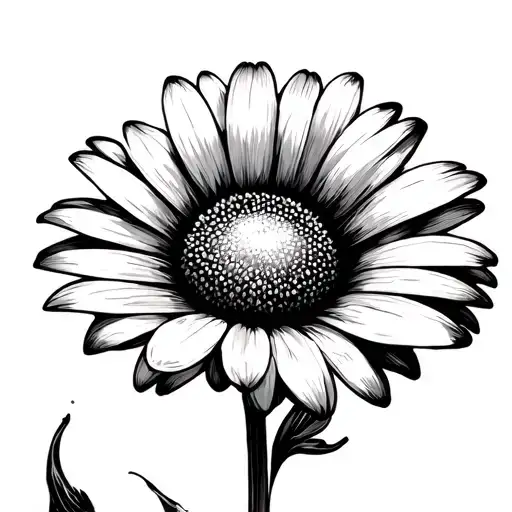 Minimal Fineline Daisy Flower