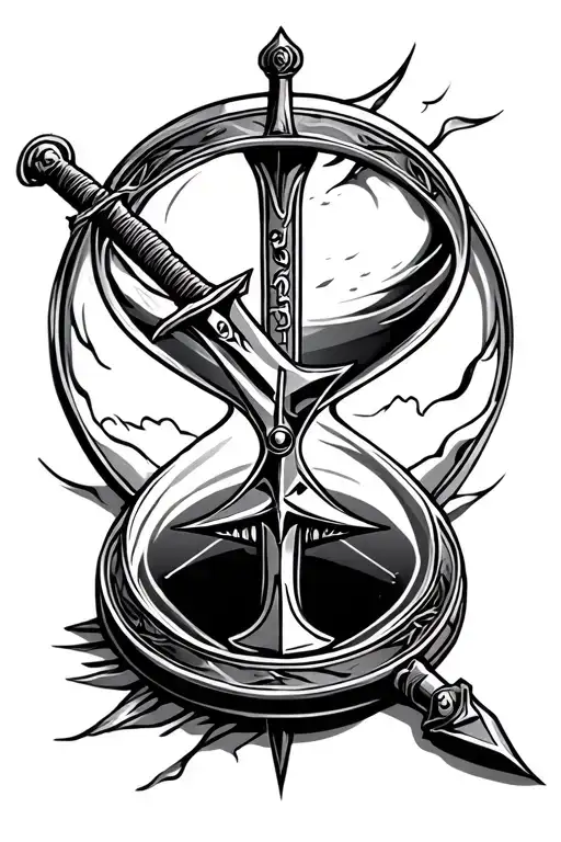 Hour Glass Compass Samurai Sword