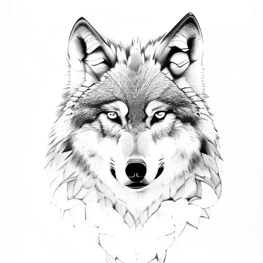 Wolf Portrait With Forest Background
