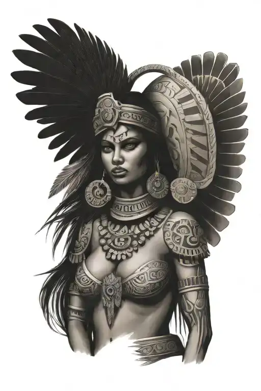 Aztec Warrior Woman Posing
