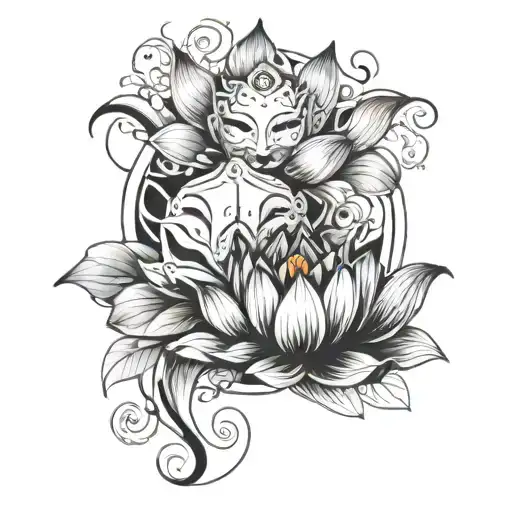 Smile Now Cry Later Mask And A Lotus Flower