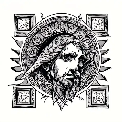 Greek Meander With Cardinal Point