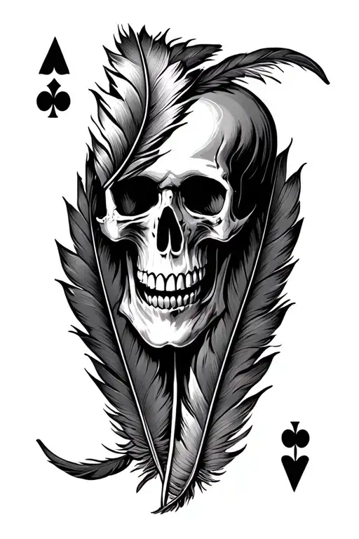 Western Feather Playing Cards And Skull