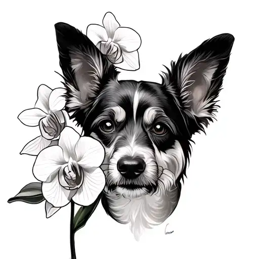 Dog And Orchids