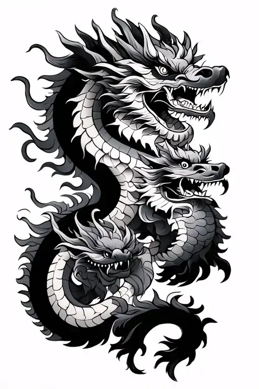 Traditional Dragon With Two Foo Dog