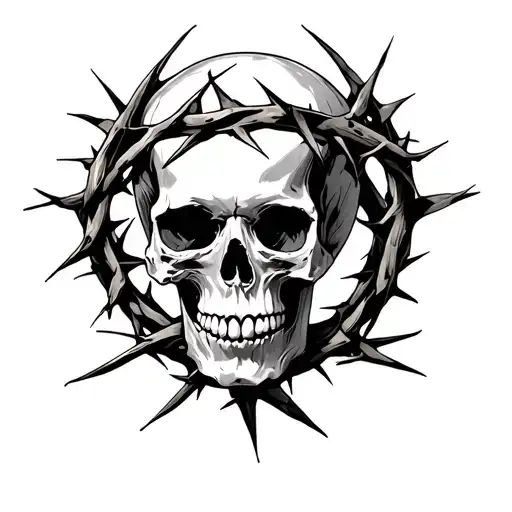 Skull Crown Of Thorns Wrapped