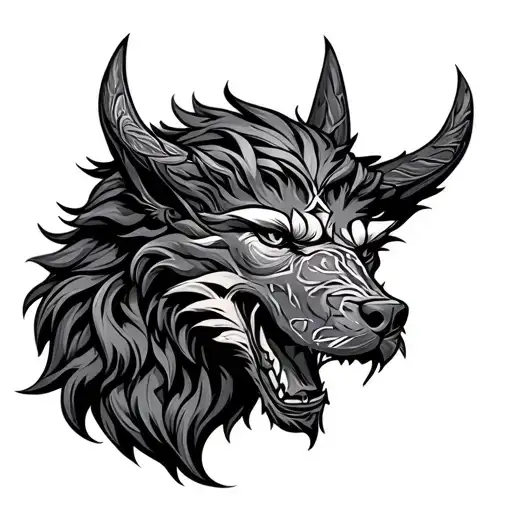 Cerberus In Traditional Nordic Style