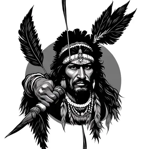 Indian Man Bow And Arrow Piercing