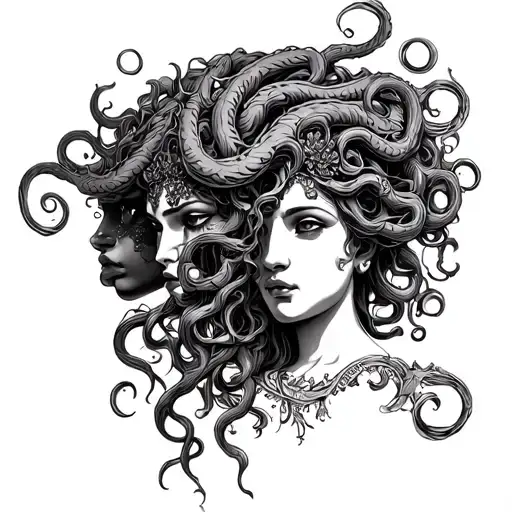 Goddess Lillith And Medusa Face