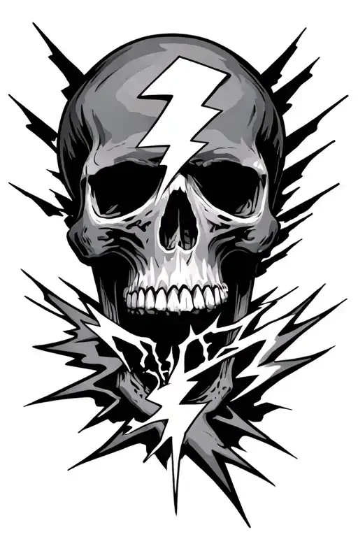 Lightning Bolt Going Through A Skull Vertically