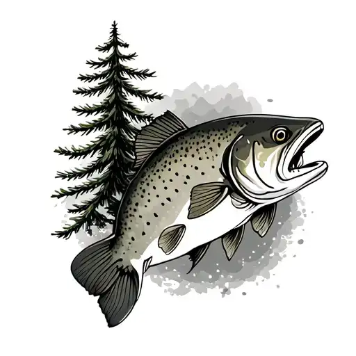 A Trout And Pine Tree Together