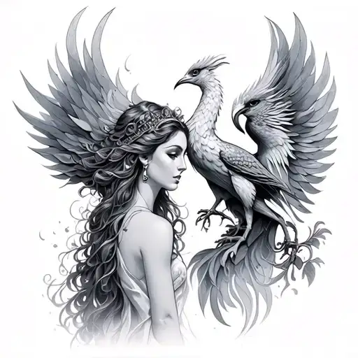 Goddess Woman And Phoenix