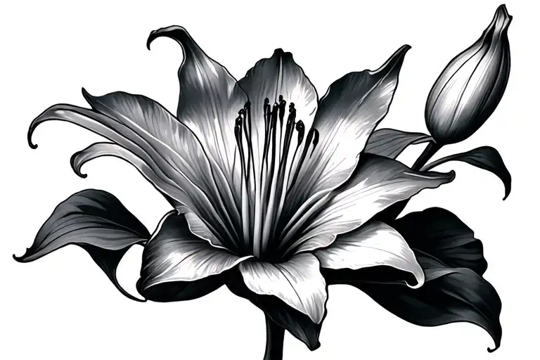 Monet Lily Back Tattoo Design