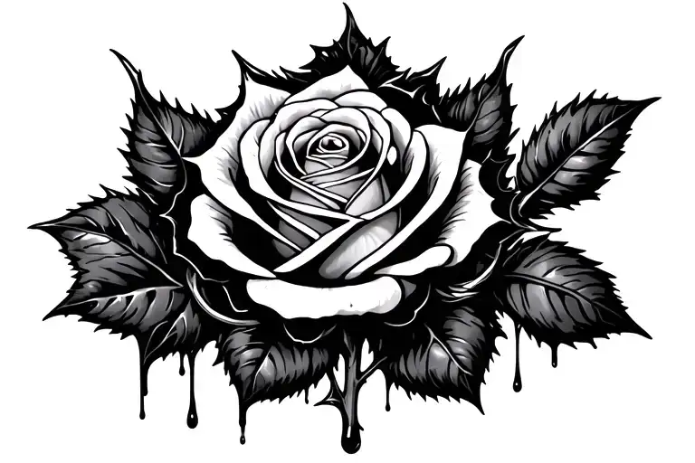 Long Stem Rose With Thorns Dripping Blood