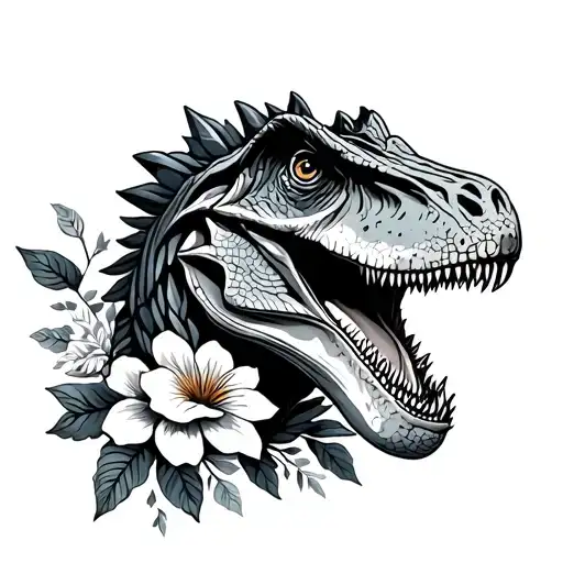 Velociraptor With A Floral Design