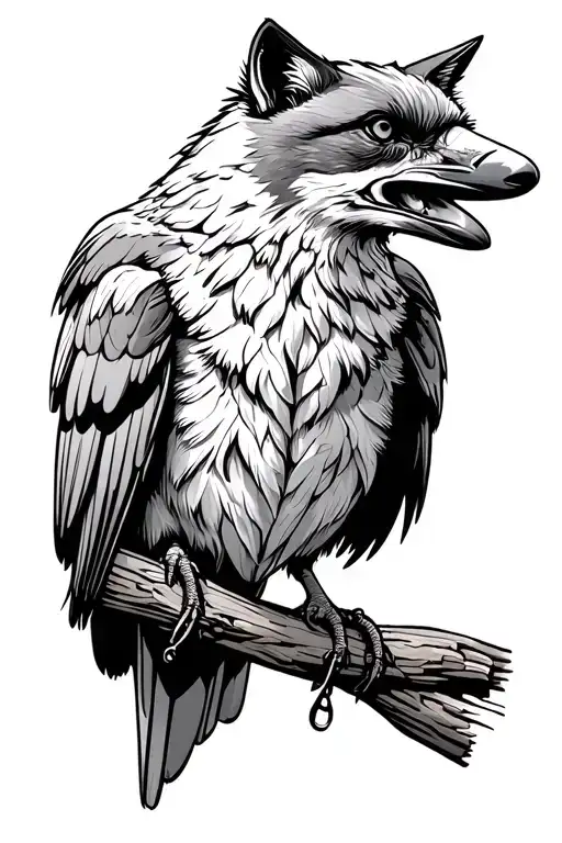 Fox Justice Crow Perched