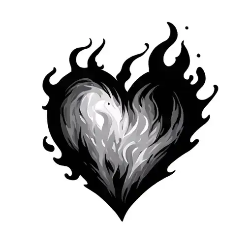 Shaded Minimalist Fire Heart