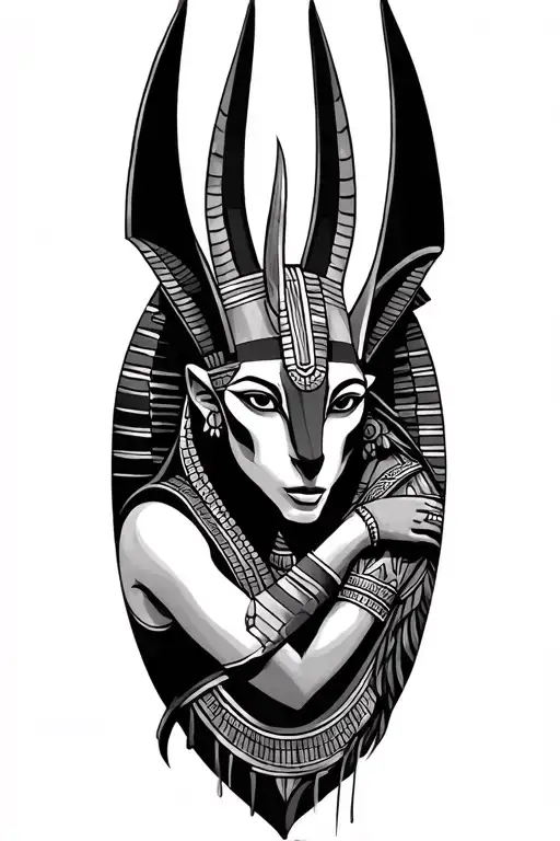 Anubis And Sekhmet Embrace 