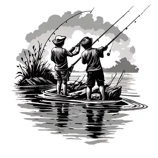 3 Boys Fishing On Side