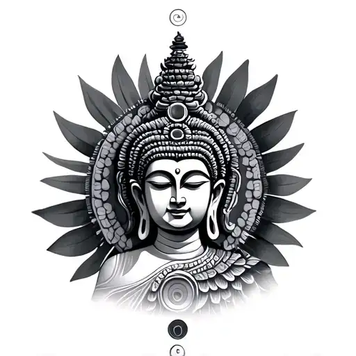 Polynesian Black And White Buddha 7 Chakras