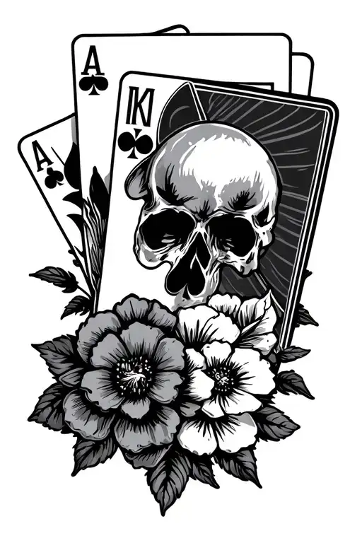 Western Flowers With Playing Cards
