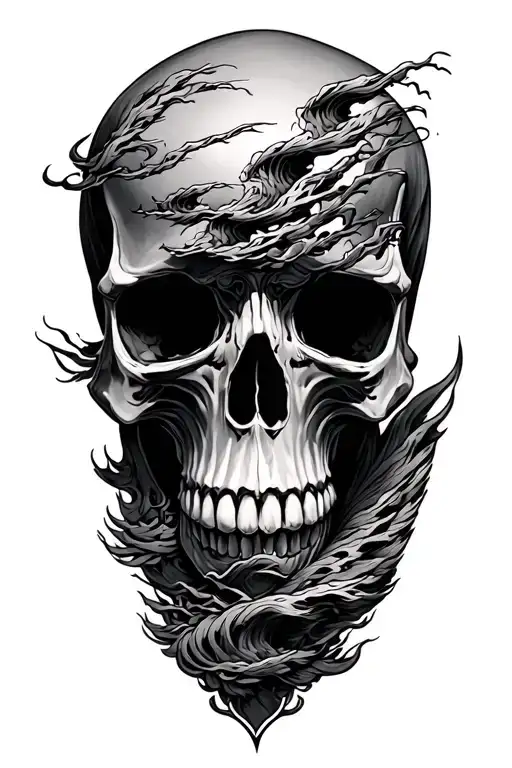 Skull With Winds Of Winds