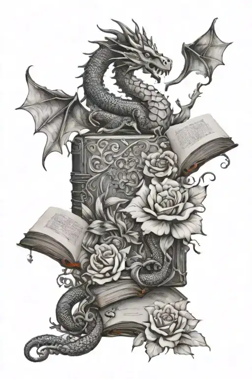 Book With Flowers And Dragons