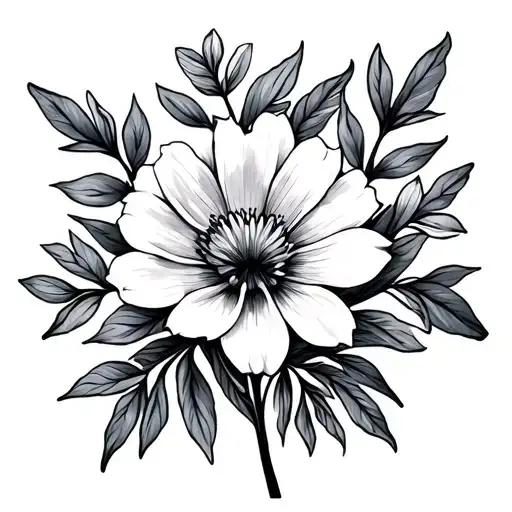 September April Birth Flowers Simple Fine Lines