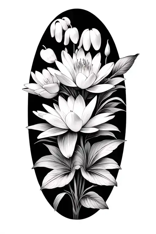 Water Lilly Larkspur Lilly Of The Valley Flowers Interwined