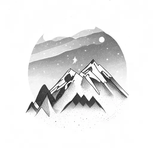 Mountain Range With The Northern Lights