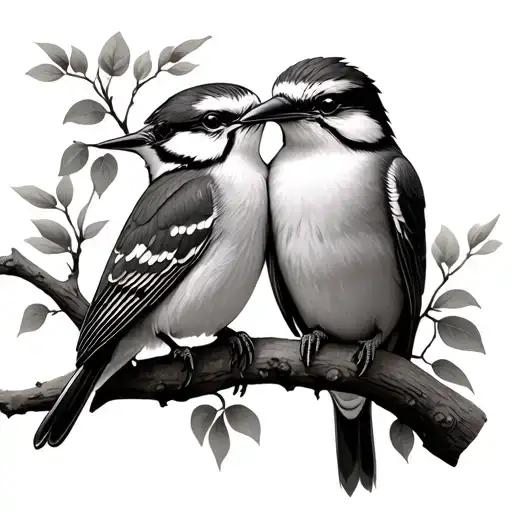 Robin And A Kookaburra On A Branch Together