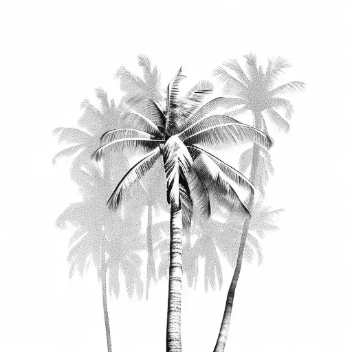 Beach Scene With A Palm Tree On Side With Blank Space In Middle