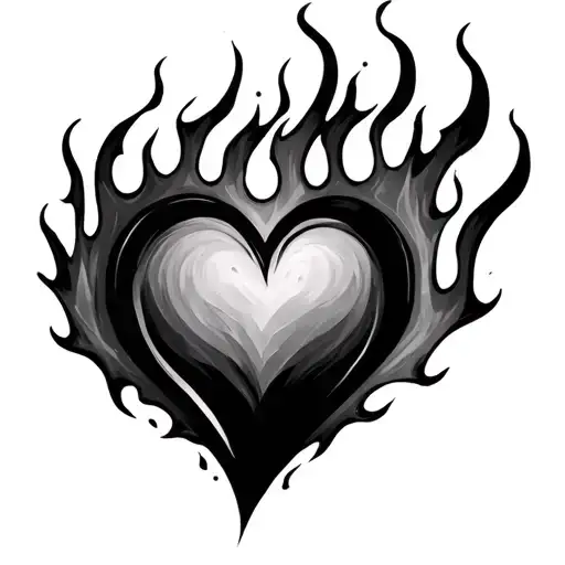 Shaded Minimalist Fire Heart Shape