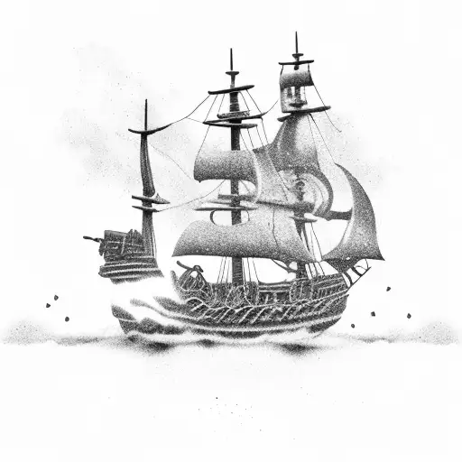 Skull Pirate Boat Black Sail Storm