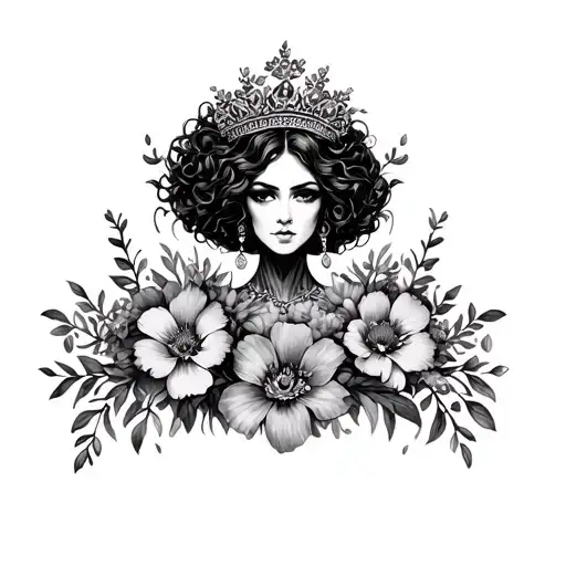 Black Queen Surrounded By Vibrant Flowers