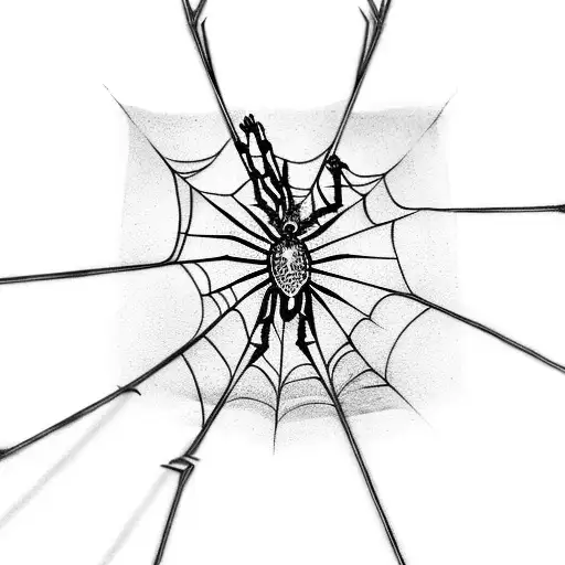 Spider Web With Chains And Fire