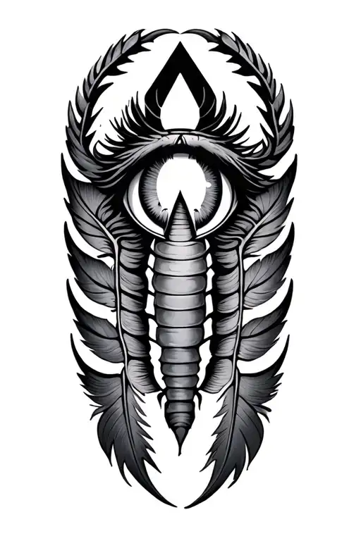 Scorpion Illuminati Eye Feathers Shaded