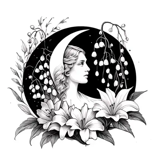 New Moon With Lily Of The Valley And Marigolds