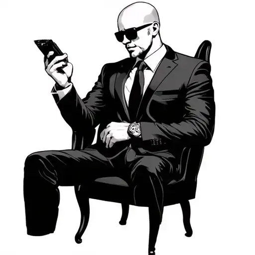 Bald Man In Black Sunglasses And Business Suit